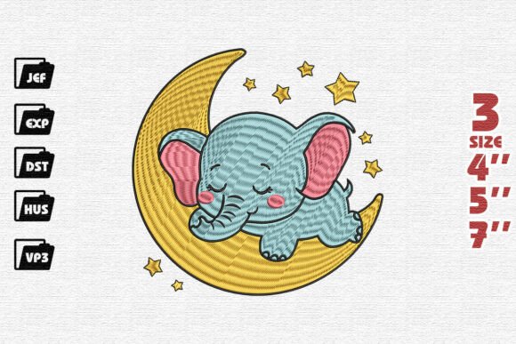 Review: Baby Elephant Moon Embroidery Design